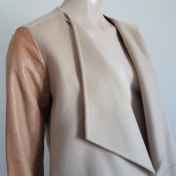VINCE | Wool Jacket with Leather Sleeves - Picture 7 of 16